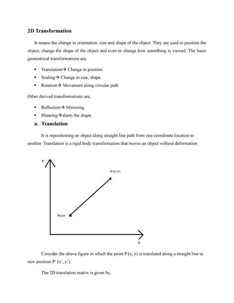 Transformation 2D - 2D Transformation It means the change in ...