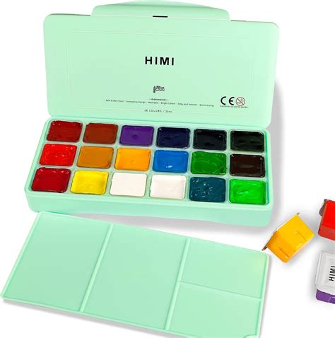 Buy HIMI Gouache Paint Set, 18 Colors x 30ml with a Palette & a ...