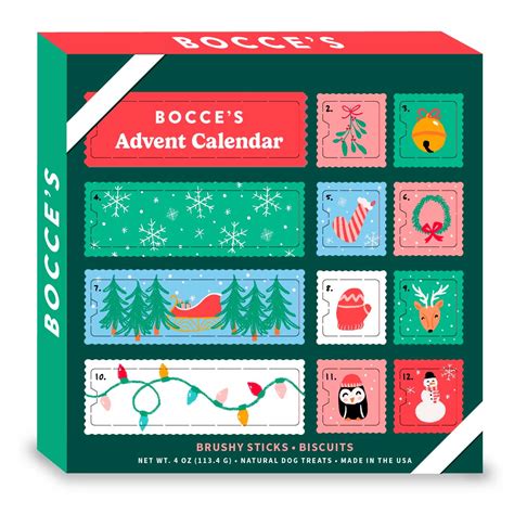 Bocce's Bakery Advent Calendar Brushy Sitcks + Biscuits Dog Treats 3.5