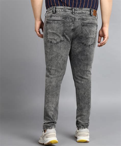 Plus Men's Dark Grey Regular Fit Washed Jeans Stretchable – Urbano Fashion