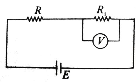 In the circuit shown in figure, reading of voltmeter is `V_1` when only ...