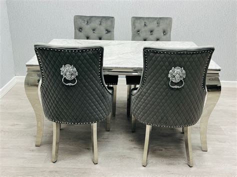 Sofia Grey & Silver Dining Table - All Sizes - ASR Interiors