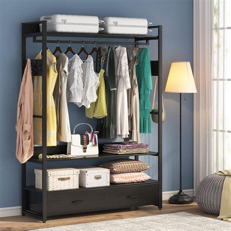 Buy Tribesigns Freestanding Clothes Rack Shelves, Closet Organizer with ...