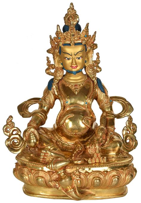 Exotic India Tibetan Buddhist Deity Kubera - Copper Statue Gilded with ...