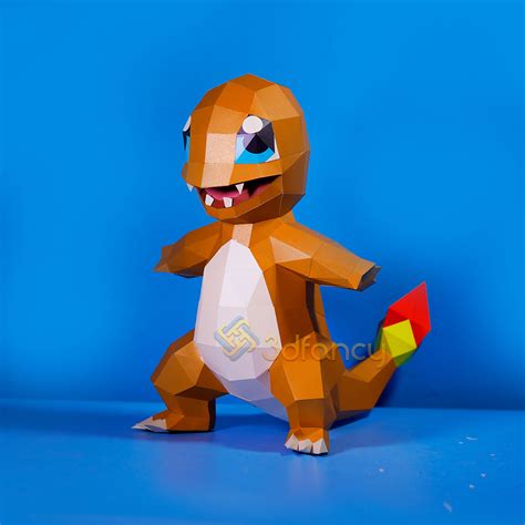 Papercraft Charmander Pokémon PDF, Studio, SVG Template - 3dfancy