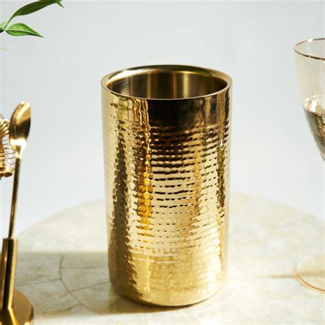 Shop Gold Hammered Metal Wine Chiller - at Best Price Online in India