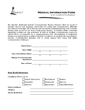 Fillable Online InteRACT Medical Information Form Fax Email Print ...