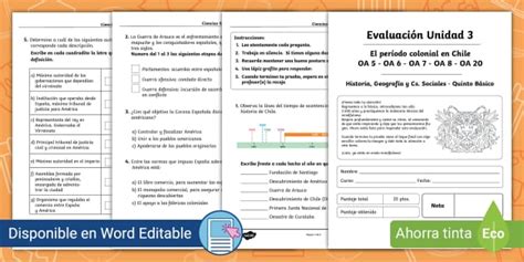 Evaluación: 5° básico - Ciencias Sociales Unidad 3
