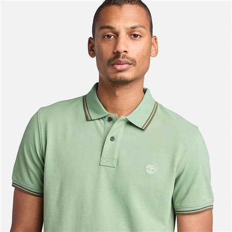 Millers River Tipped Pique Polo for Men in Green