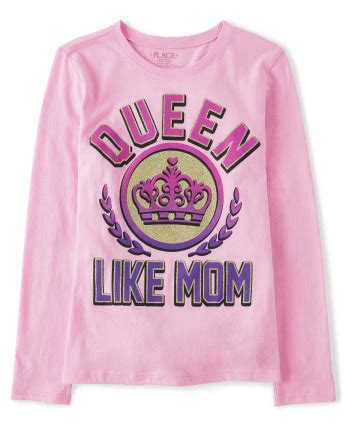 Girls Long Sleeve Queen Like Mom Graphic Tee - PINK | The Children's Place