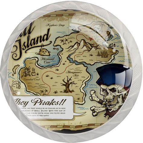 Buy Skull Island Treasure Map Cabinet Knobs Set of 41.18 Inch Drawer ...
