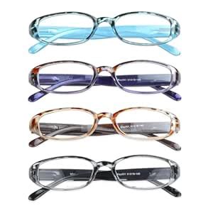 4 Pairs Reading Glasses with Spring Hinge, Blue Light Blocking Glasses ...