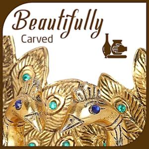 Buy NM Aluminium Kissing Pair of Peacock 6" Height Golden Color Best ...