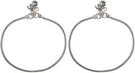 Azai by Nykaa Fashion Silver Plain Braided Chain Anklet with Ghungroo ...