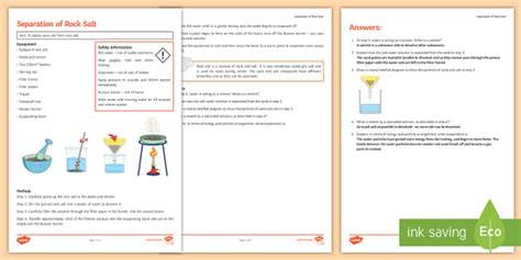 Separation of Rock Salt Investigation Instruction Sheet Print-Out