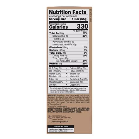 Perfect Bar 15g Protein Bars - Dark Chocolate Chip Peanut Butter - Shop ...