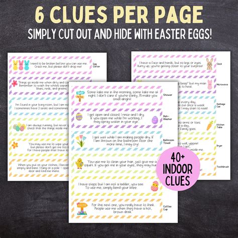 Easter egg hunt scavenger hunt clue cards indoor and outdoor printable easter egg hunt clues ...