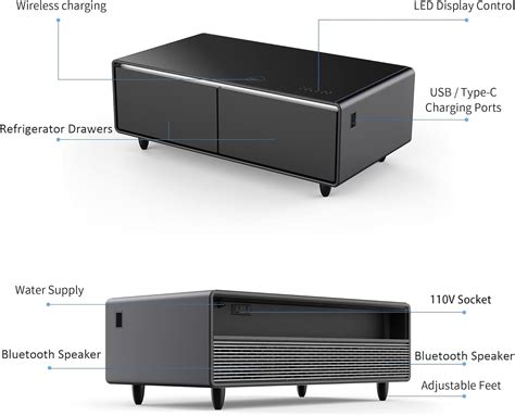 GlowSpark 50.9 Coffee Table with Fridge & Bluetooth Speakers, India | Ubuy