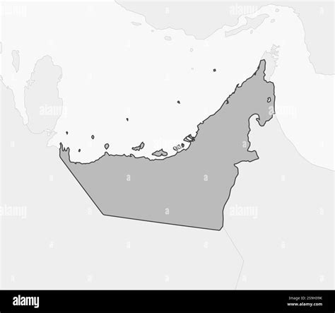 Map of United Arab Emirates and nearby countries, United Arab Emirates is highlighted in gray ...