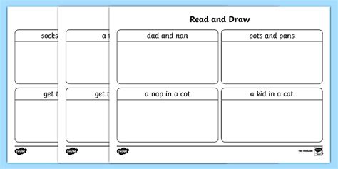 Phase 2 Caption Card Read and Draw Worksheets