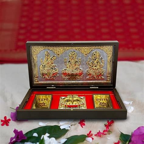 Buy UAX® Gold Plated Mantra Peti with Charan Paduka|Natural Fragrance ...