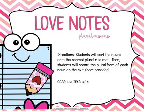 Love Notes – Plural Nouns – Learning Centers Made Easy