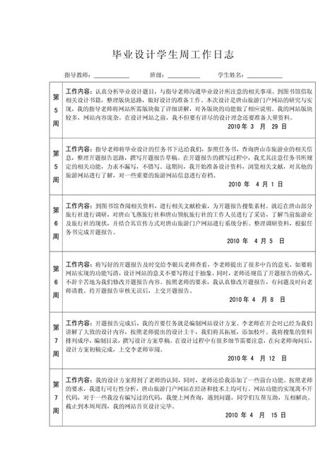 毕业(设计)论文工作日志20篇(太全了)_word文档在线阅读与下载_免费文档