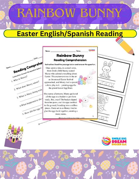 Rainbow Bunny Bilingual (English/Spanish) Easter Reading Comprehension ...