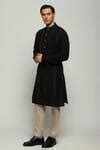 Buy Black Handloom Cotton Spaced Out Stitch Stripe Kurta For Men by ...
