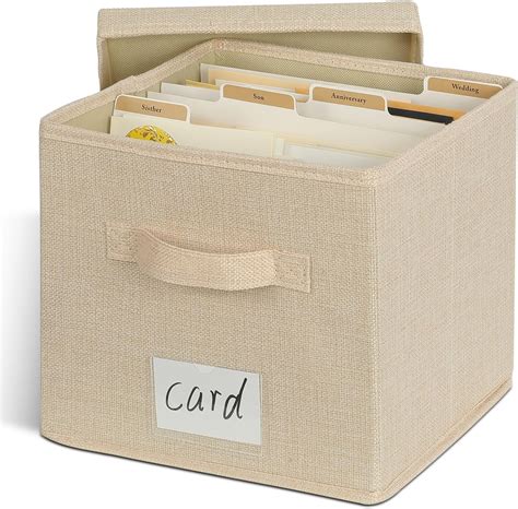 Amazon.com: DYWMM Greeting Card Organizer Box with 16 Dividers, Linen ...