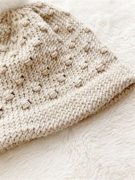 Knit Hat Pattern for Baby: Bobble Stitch Beanie, Newborn 0-3 Months, DK ...