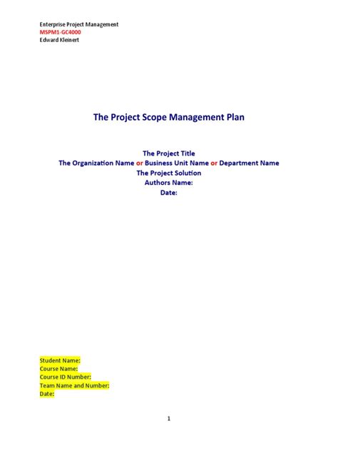 Image result for Project Scope Plan Template