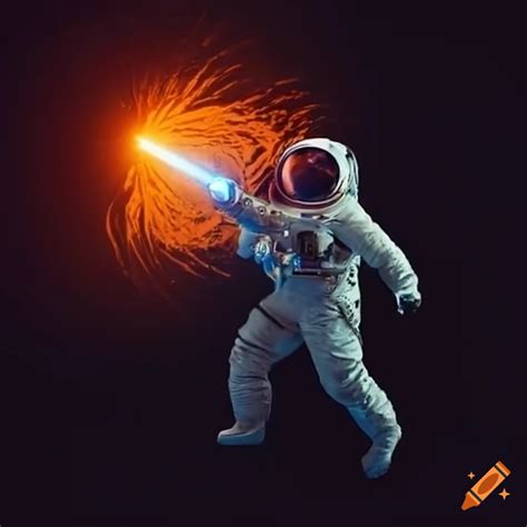 Astronaut shooting laser gun in space on Craiyon
