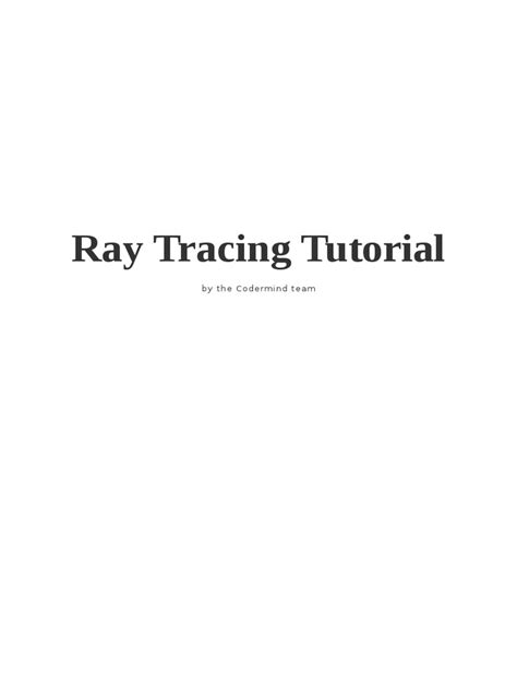 Image result for Ray Tracing Tutorials