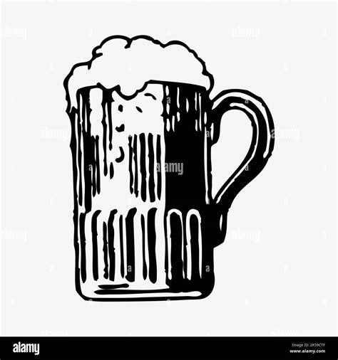 Beer glass clipart, vintage alcoholic drink illustration vector Stock ...