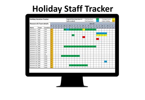 Holiday Annual Leave Tracker Employee Holiday Tracker Staff Holiday ...