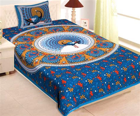 RajasthaniKart Pure Cotton 144 TC Single Size Bed Sheet with 1 Pillow ...