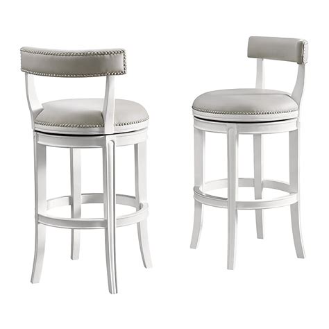 Alaterre Furniture Set of 2 White and Gray Bar height Upholstered ...