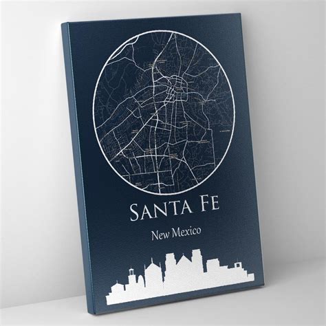 Santa Fe Map Canvas Print - Wall Art, Santa Fe City Map Canvas, Santa ...
