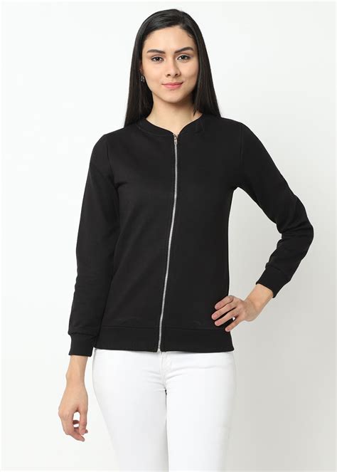 Get Solid Cotton Fleece Ribbed Detail Jacket at ₹ 674 | LBB Shop