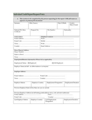 Fillable Online Individual Credit Report Request Form - CRBAfrica Fax ...
