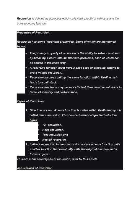 Recursion - notes on recusrion - Recursion is defined as a process ...