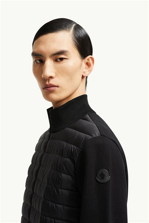 Black Padded Crêpe Cotton Zip-Up Cardigan - Sweaters & Cardigans for ...