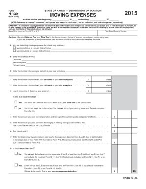HI DoT N-139 2015 - Fill out Tax Template Online