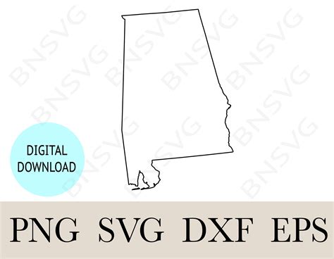 Alabama Outline State SVG, Alabama Borderline PNG, EPS, Cut Files ...