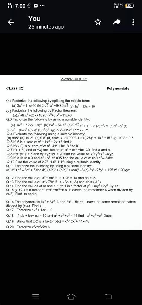 Q.3 Factorize the following by using a suitable identity: (a) 4x² ...