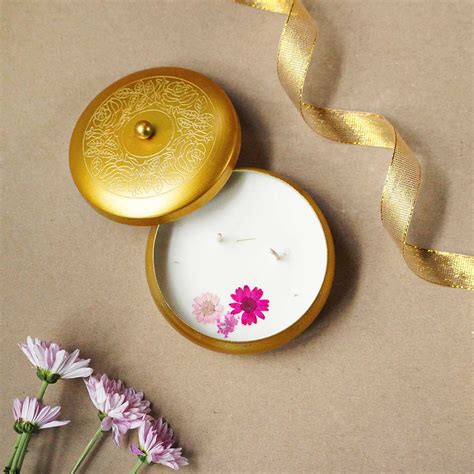 Buy 4 Inch | Handmade Golden Finish Metal Urli Scented Candle With Dry ...