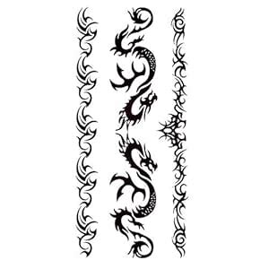 3D Temporary Tattoo Sticker Beautiful Black Color Tribal Totem Dragon ...