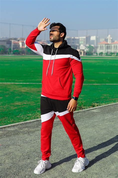 RED PANEL TWINSET - Winter Tracksuit for Men's - Mens Tracksuit Pakistan