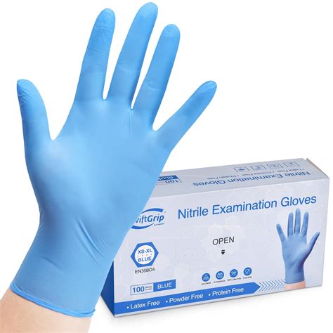 SwiftGrip Disposable Nitrile Exam Gloves, 3-mil, Blue, Nitrile Gloves ...
